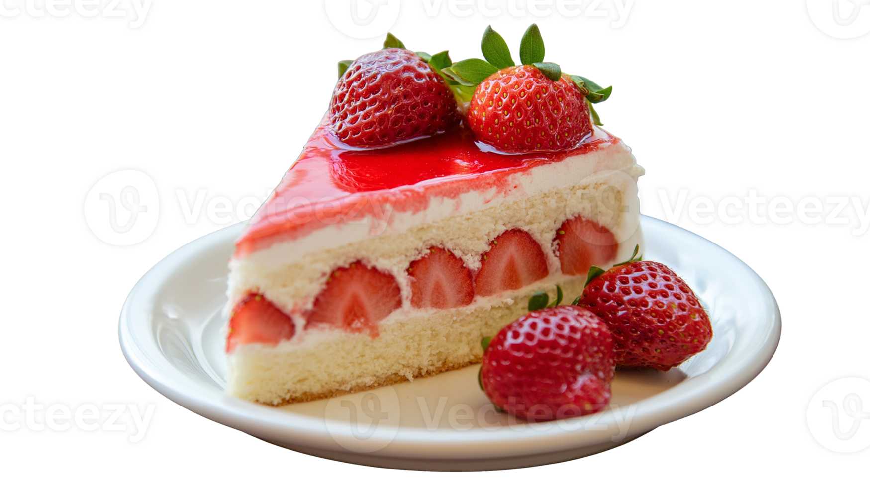 Strawberry cheese cake closeup transparent isolated png
