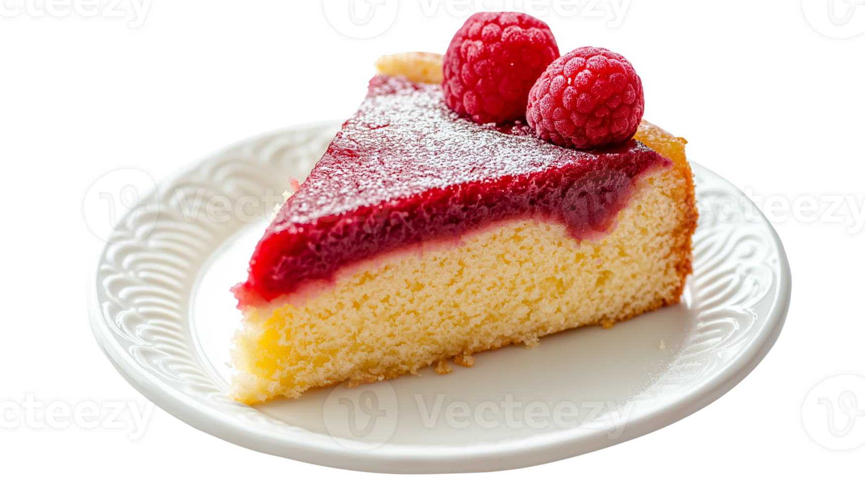 Raspberry cheese cake closeup transparent isolated png