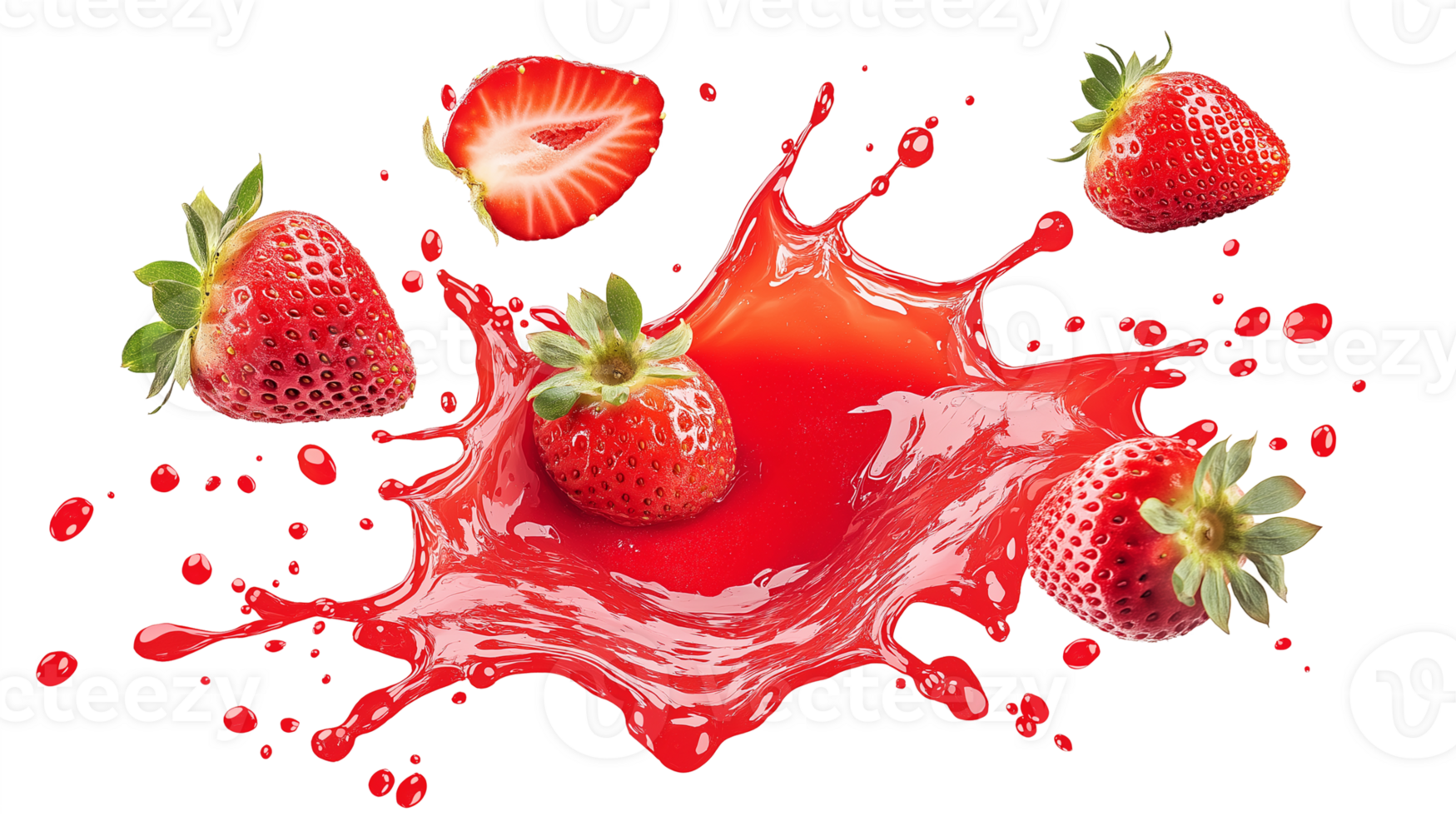 Strawberry splash juice transparent cutout png