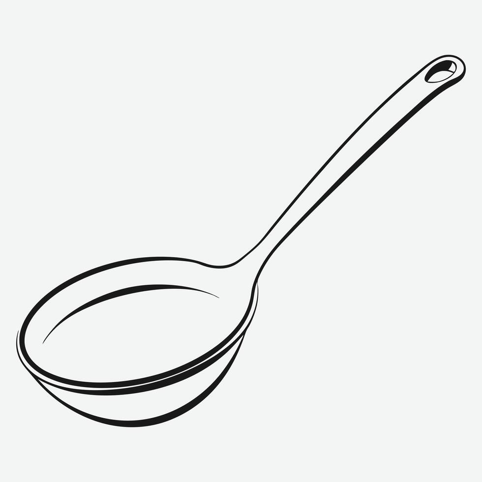 COOKING LADLE LINE ART, ELEGANT DESIGN FOR CULINARY CREATIVES vector
