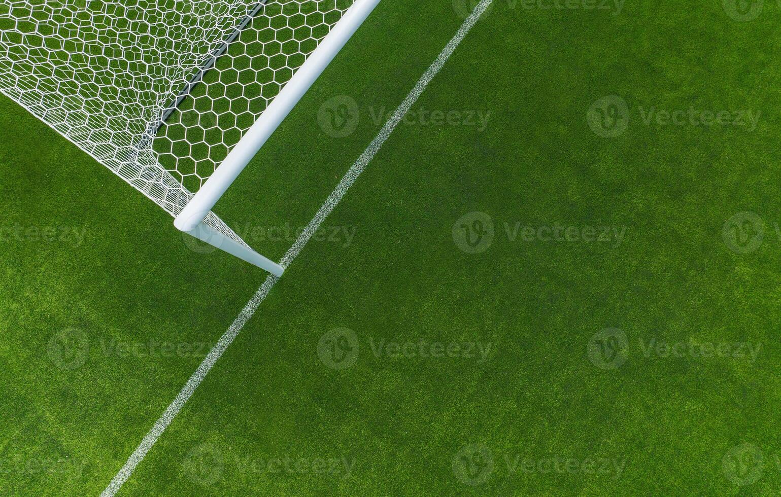 Aerial View of a Soccer Goal and Green Field During Daylight photo