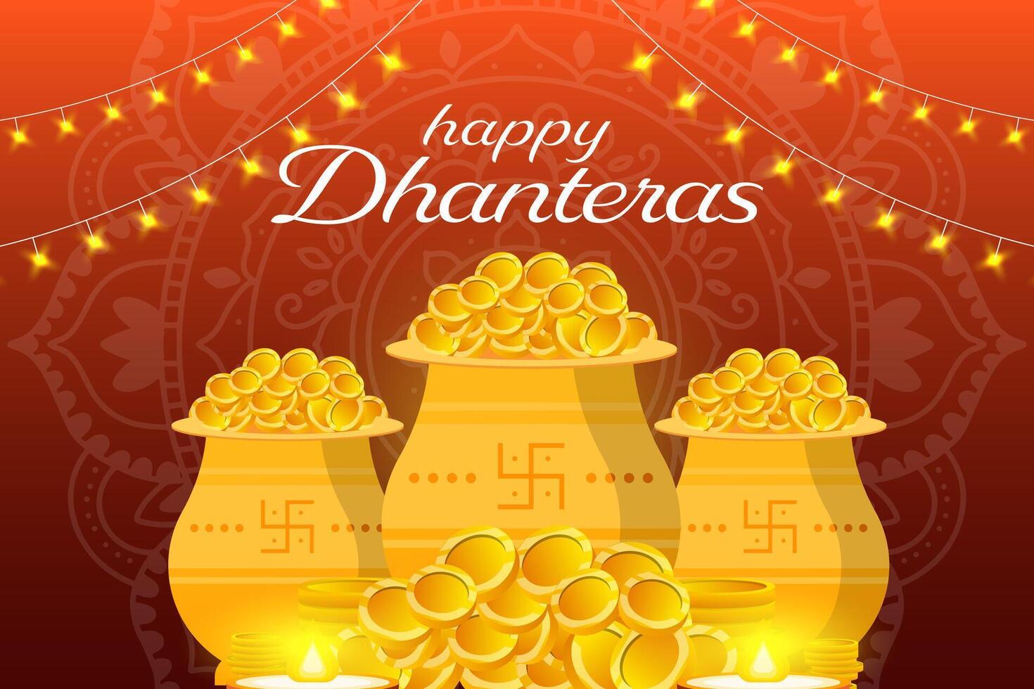 happy dhanteras hindu festival background illustration vector