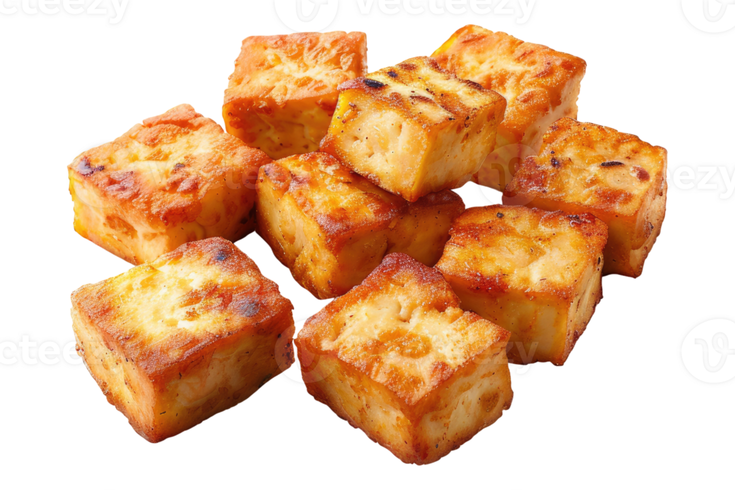 Deep Fried tofu isolated on transparent background. png