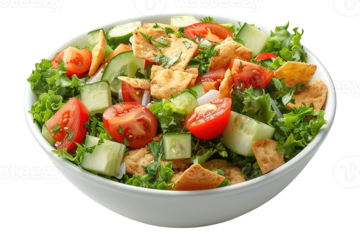 Fattoush salad isolated on transparent background. png