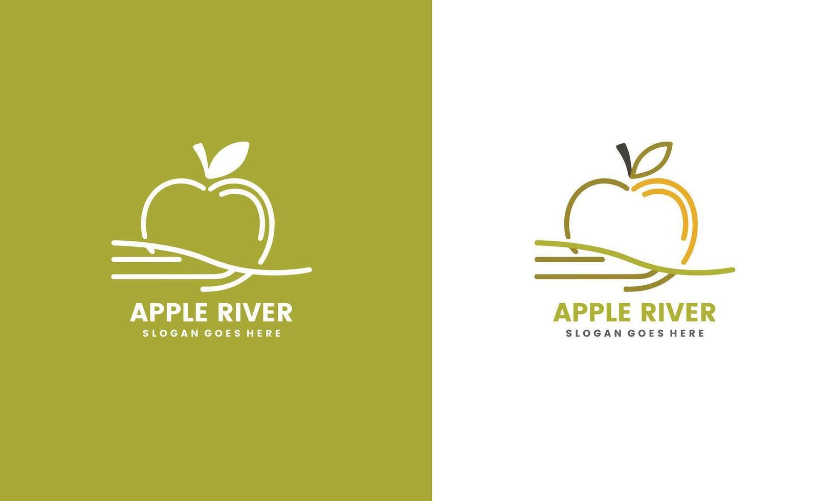 Apple and river combination logo design pro vector