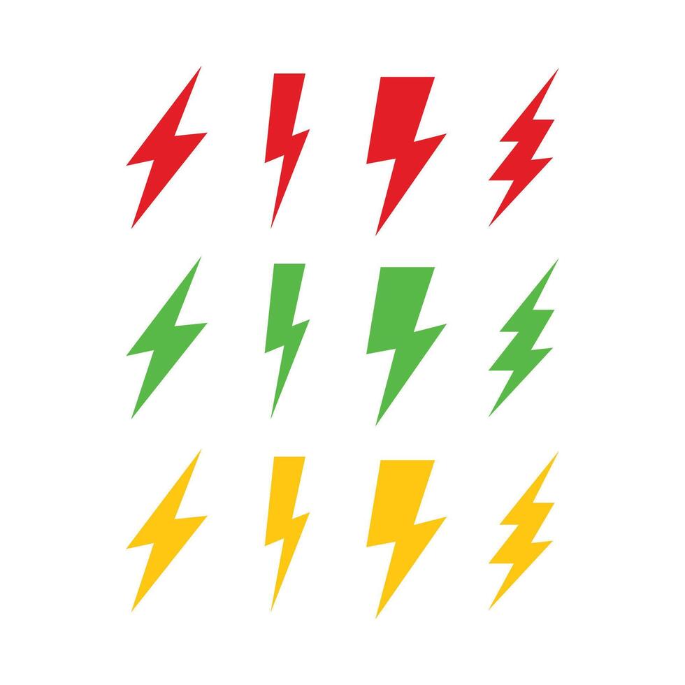 Lightning bolt icons set isolated on white background vector