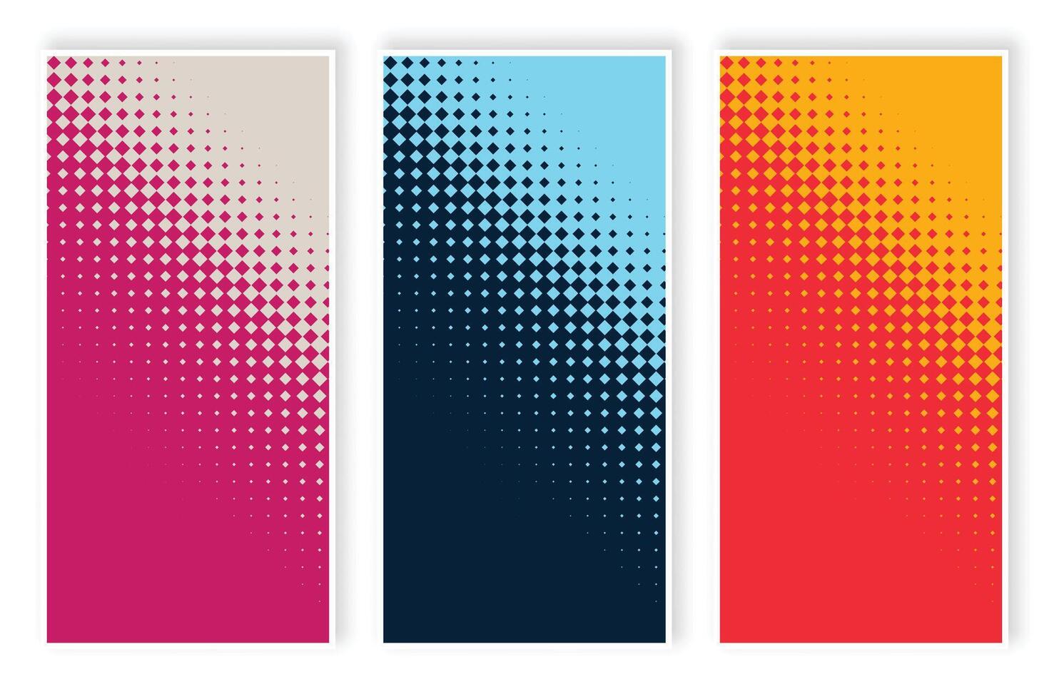 Cover set of abstract fluorescent. Vertical stripes with contrasting colors. Geometric texture, halftone pattern, satured colors. Modern design, vivid color template. vector