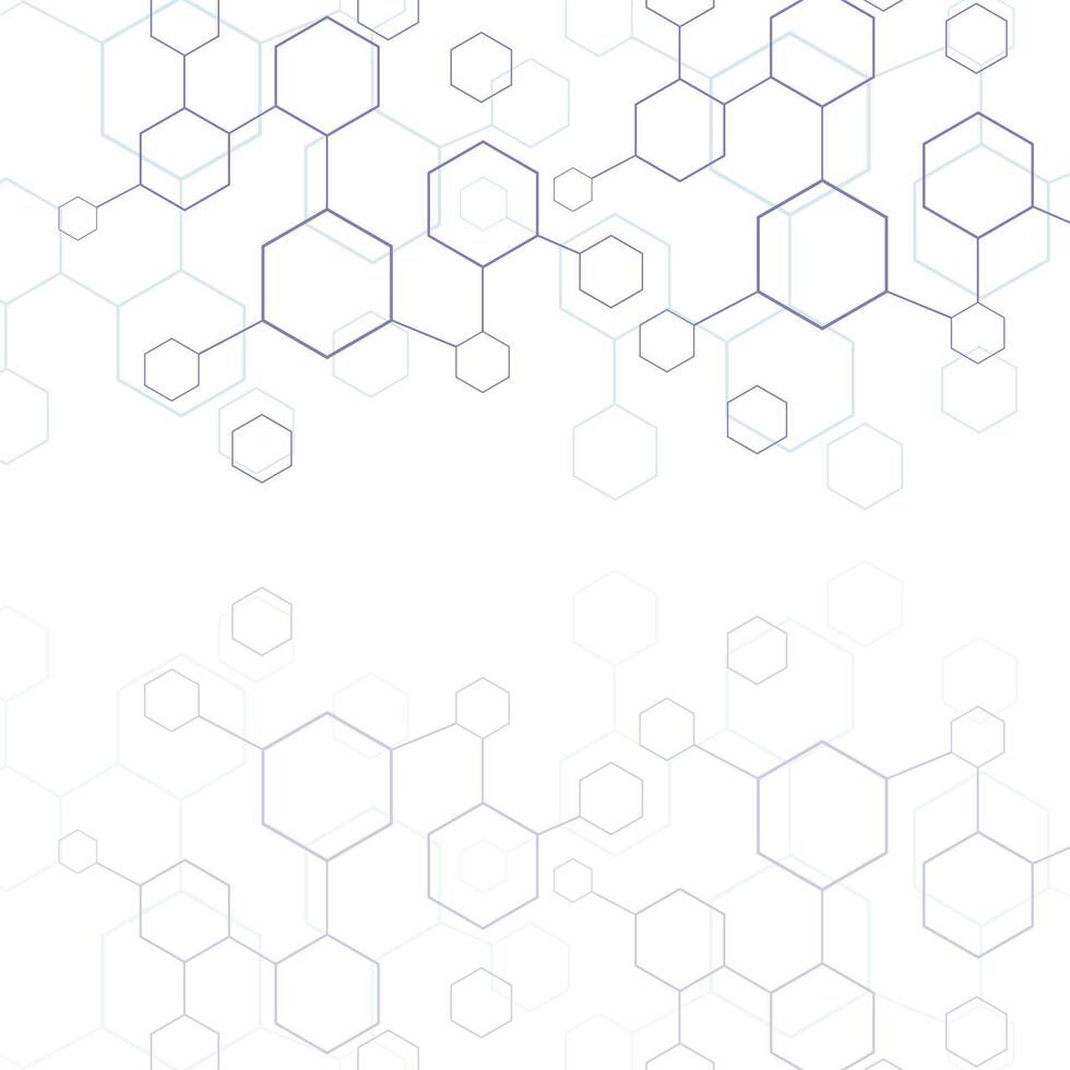 Digital technology background. Abstract hexagons background with black lines and dots. Design for science, medicine or technology vector