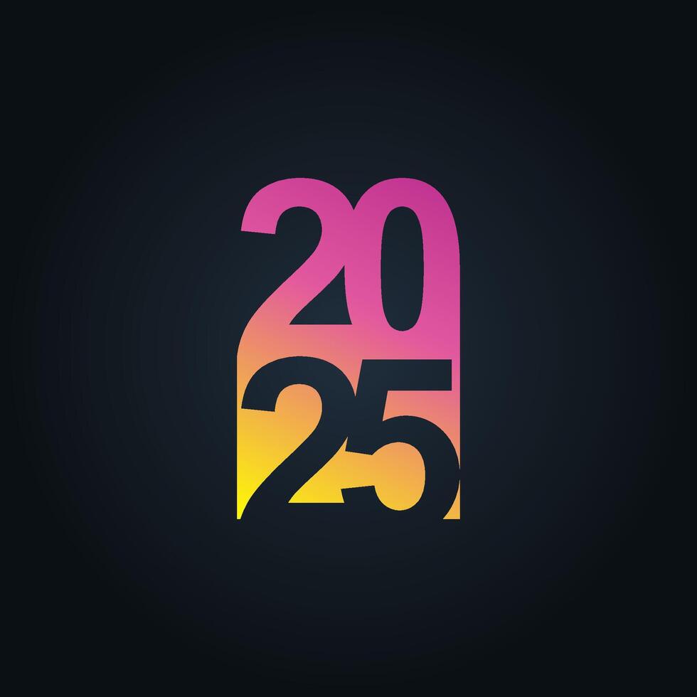 Numbers 2025 stacked, pink and orange gradient. vector