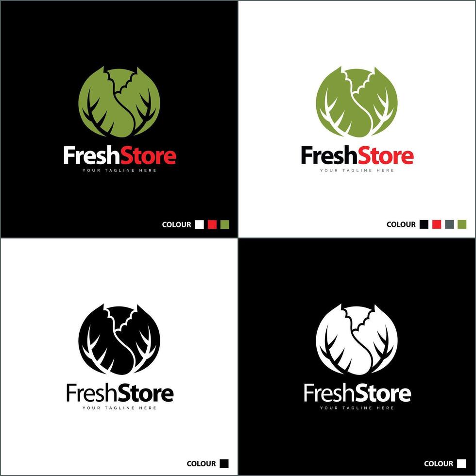 fresh store vegetables cabbage logo set template design vector