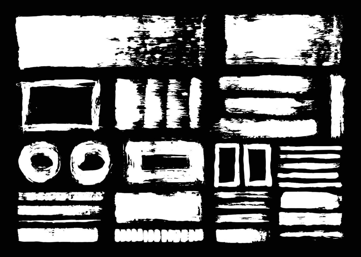 White paint brush strokes element set. Color block, square, and circle brushes. vector
