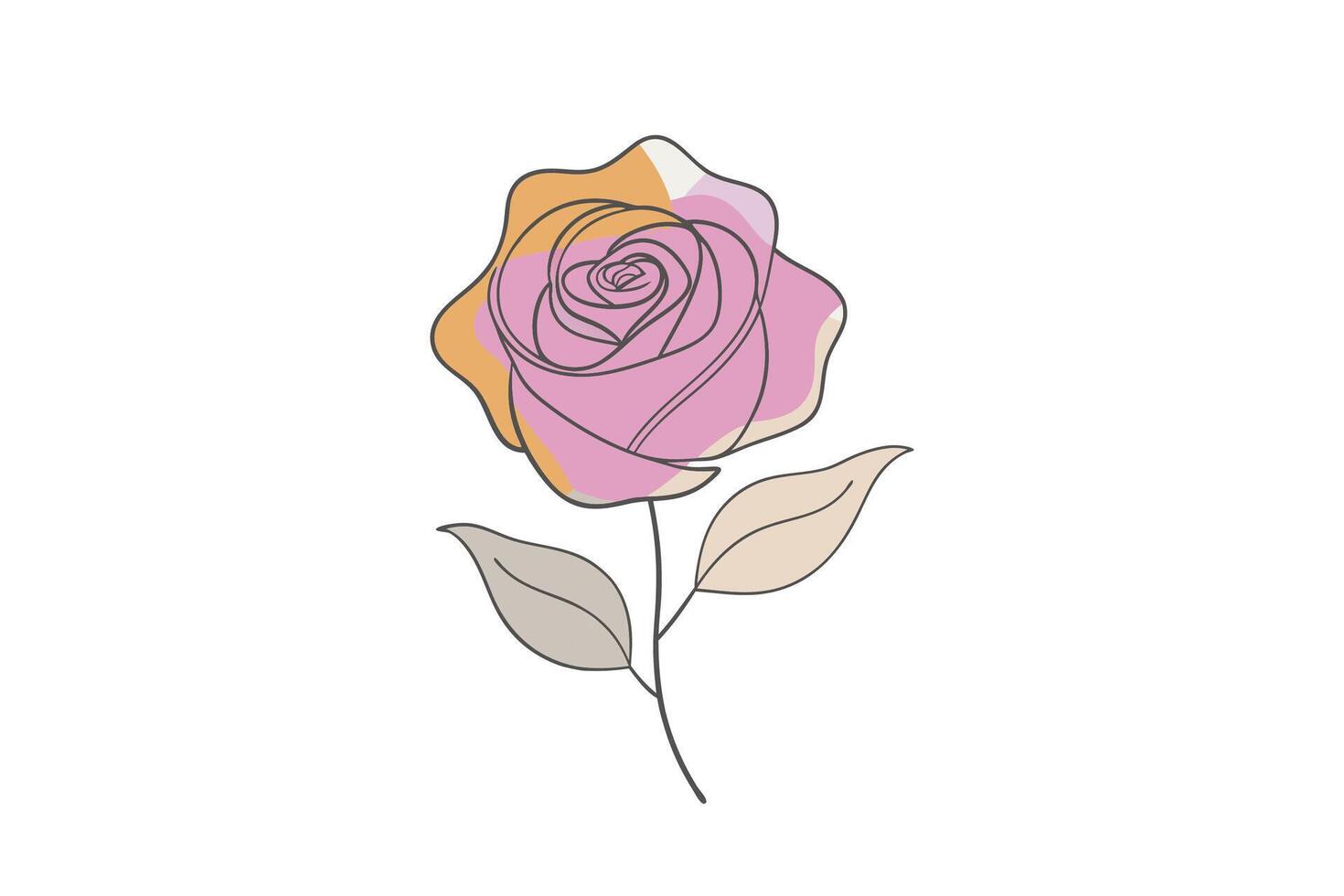 Rose flower line art Minimalist outline illustration vector
