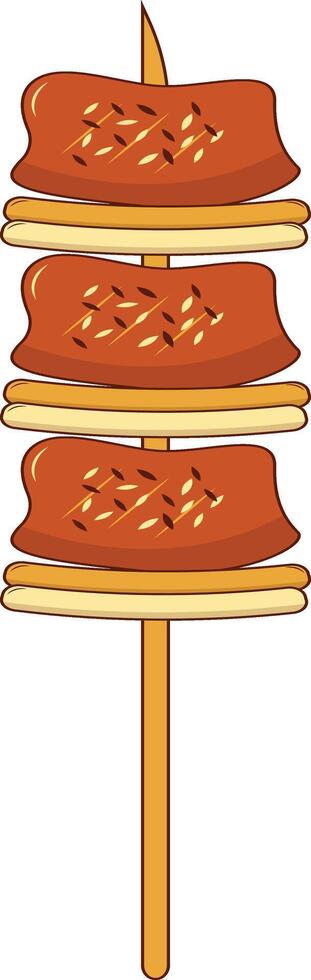 Delicious Grilled Street Food with Flat Design. Isolated on White Background. vector