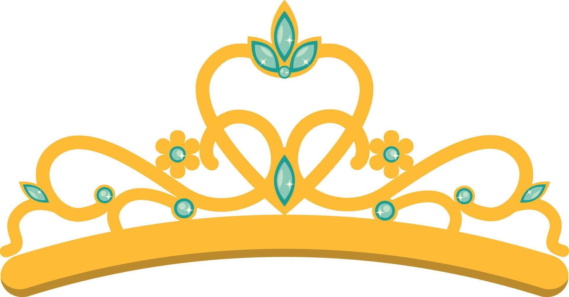 Golden Monarch Crown Tiara. Isolated Icon with Cartoon Concept. vector