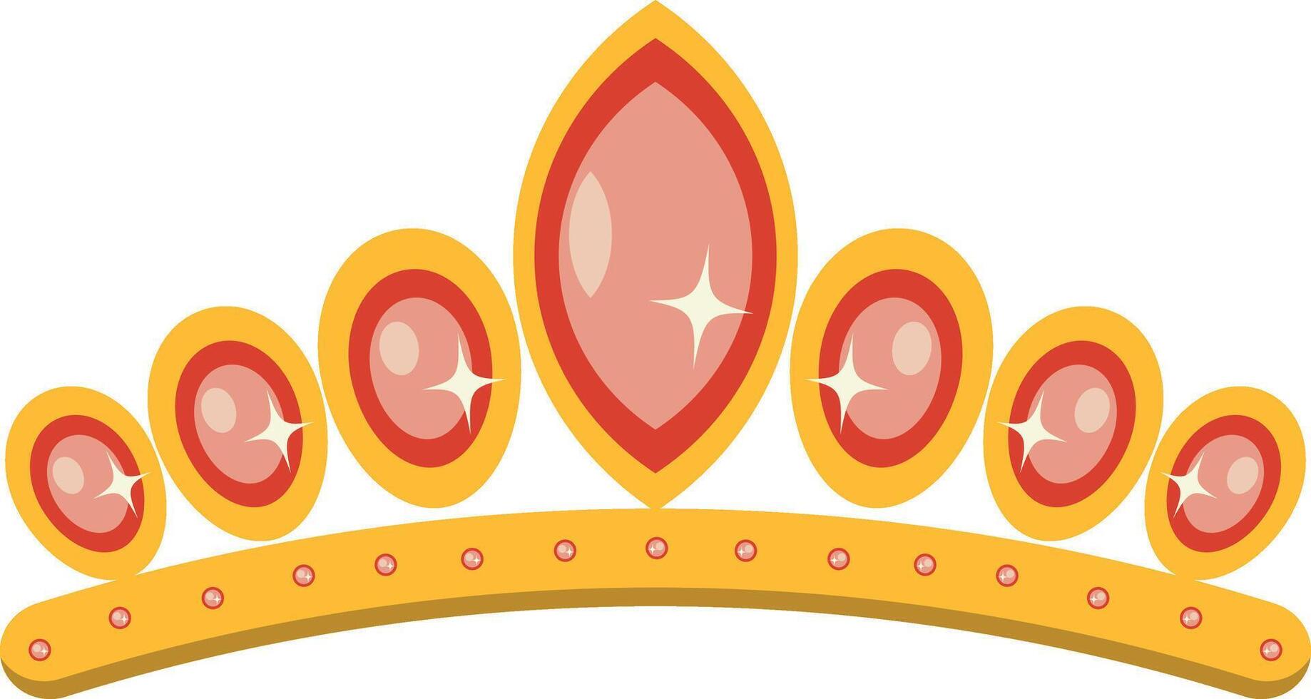 Golden Monarch Crown Tiara. Isolated Icon with Cartoon Concept. vector