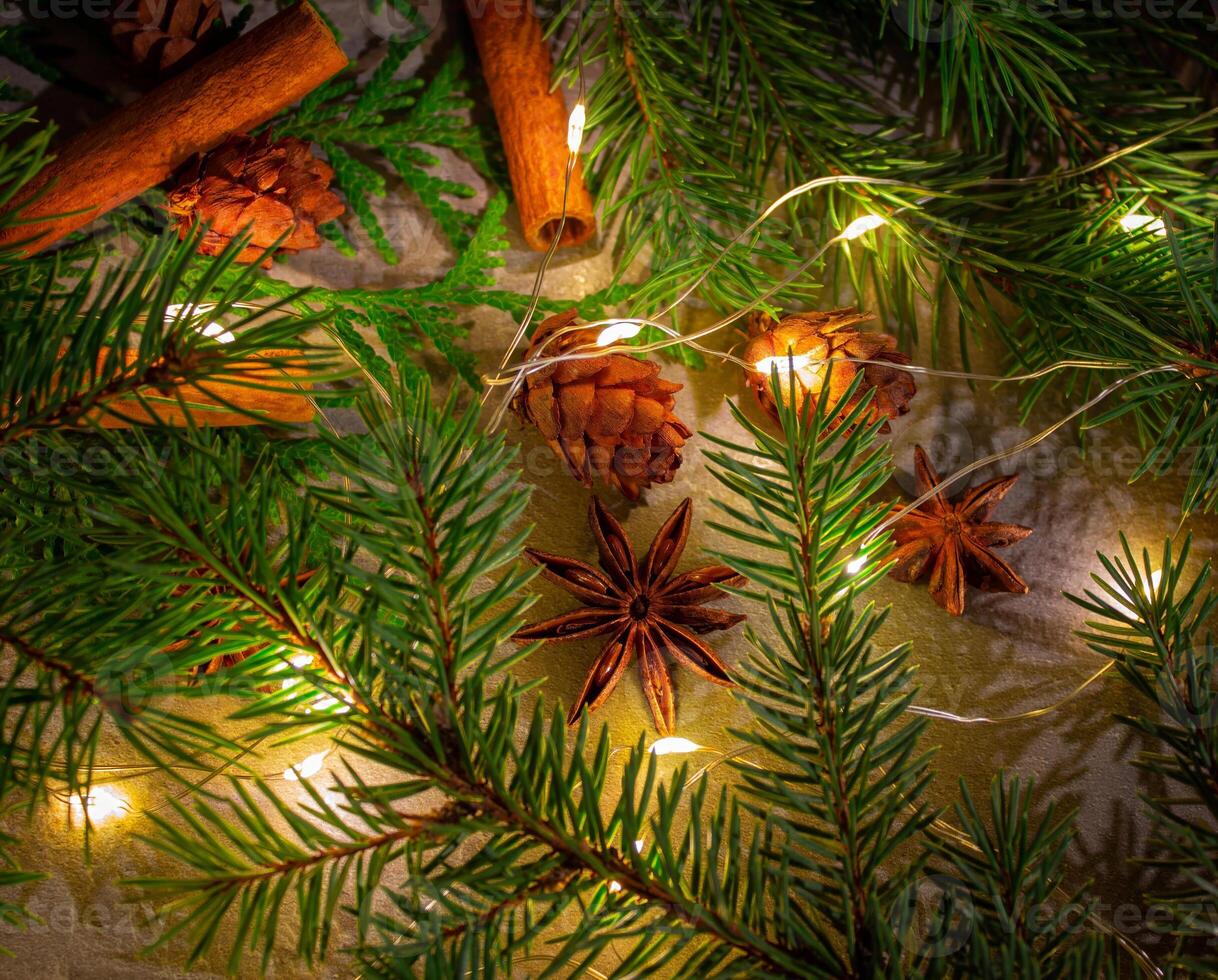 New Year and Christmas background and frame for the design of banners and postcards, as well as for any design on the theme of Christmas and New Year. photo