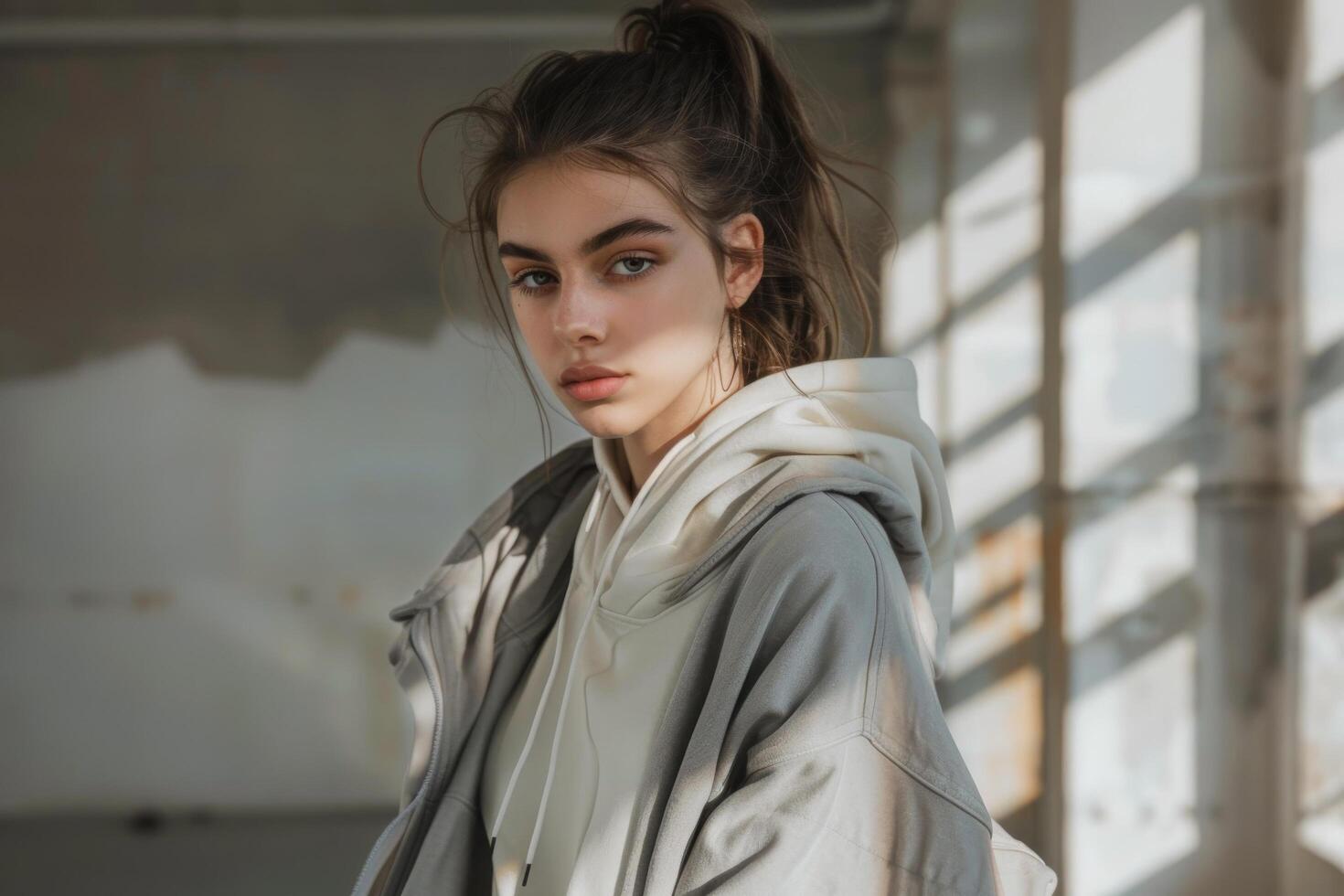 Elegant and Radiant Woman. Captivating Beauty in Graceful Poses and Stylish Fashion photo