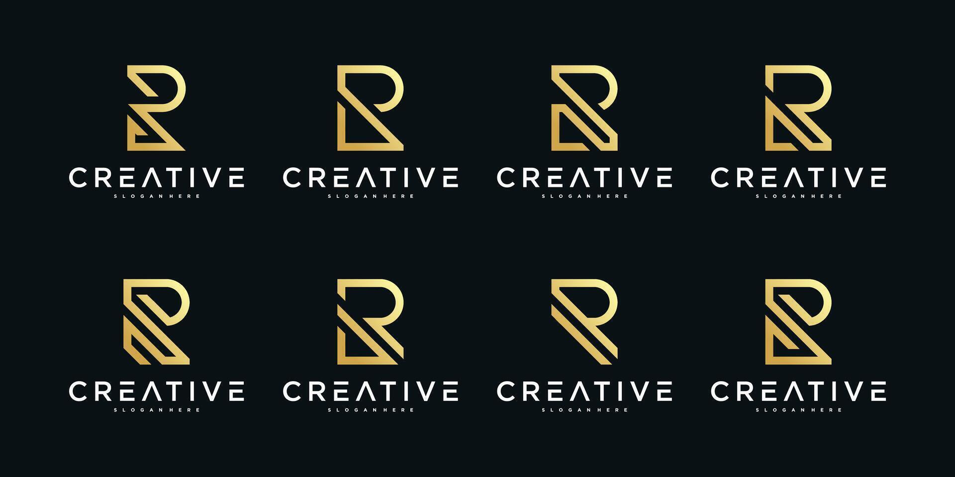 Set of abstract initial letter R logo design. Premium vector