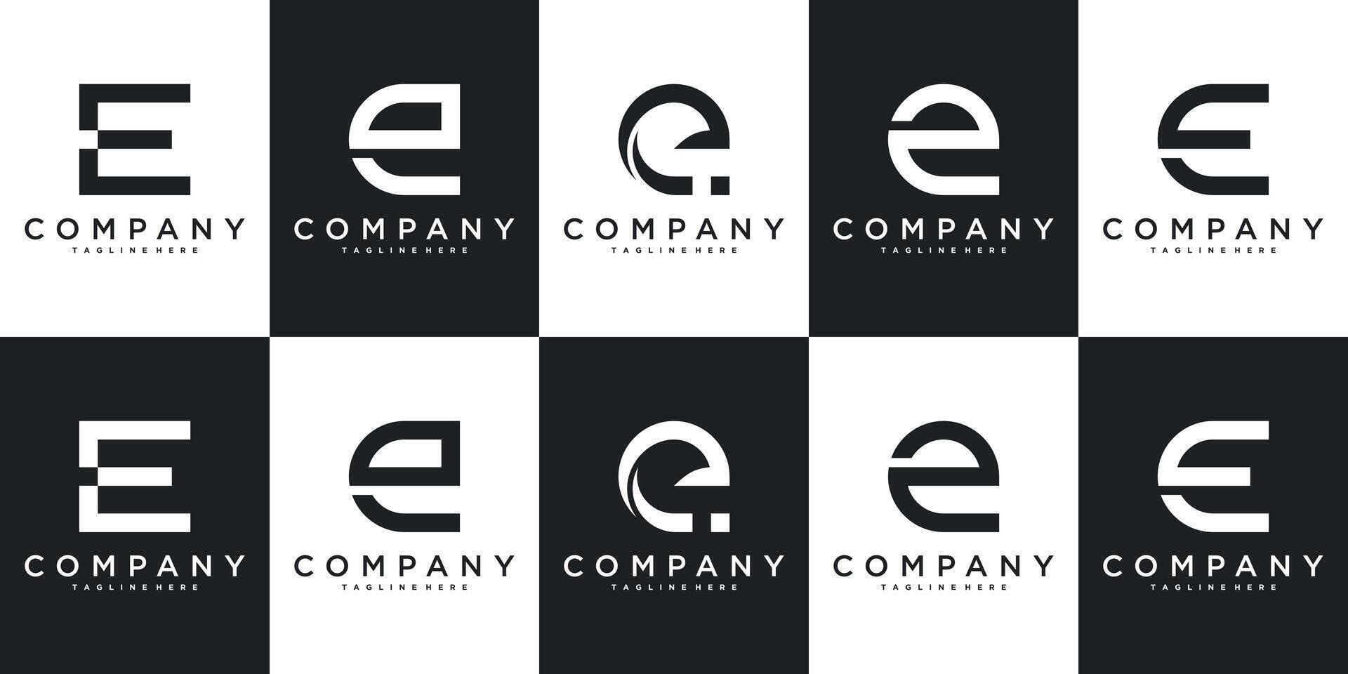 Set of abstract initial letter E logo design. Premium vector
