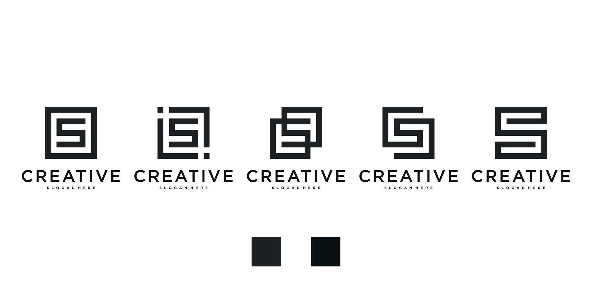Set of abstract initial letter S logo design. Premium vector