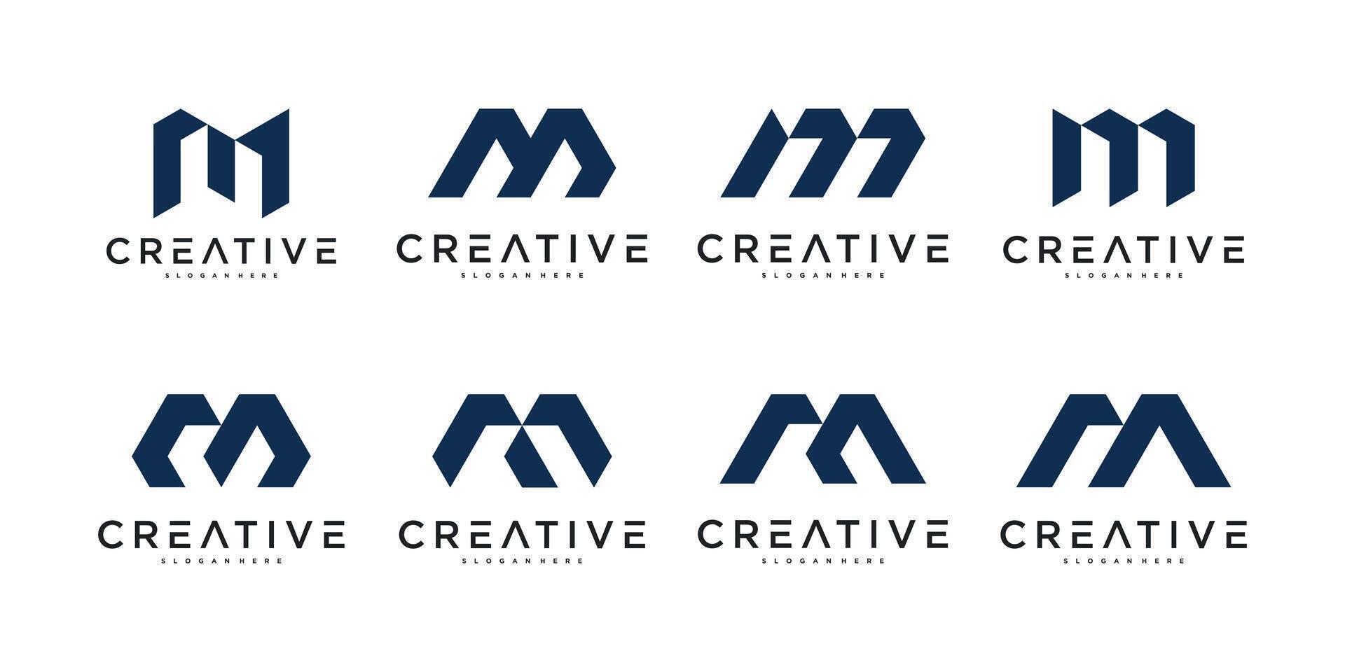 Set of abstract initial letter M logo design. Premium vector