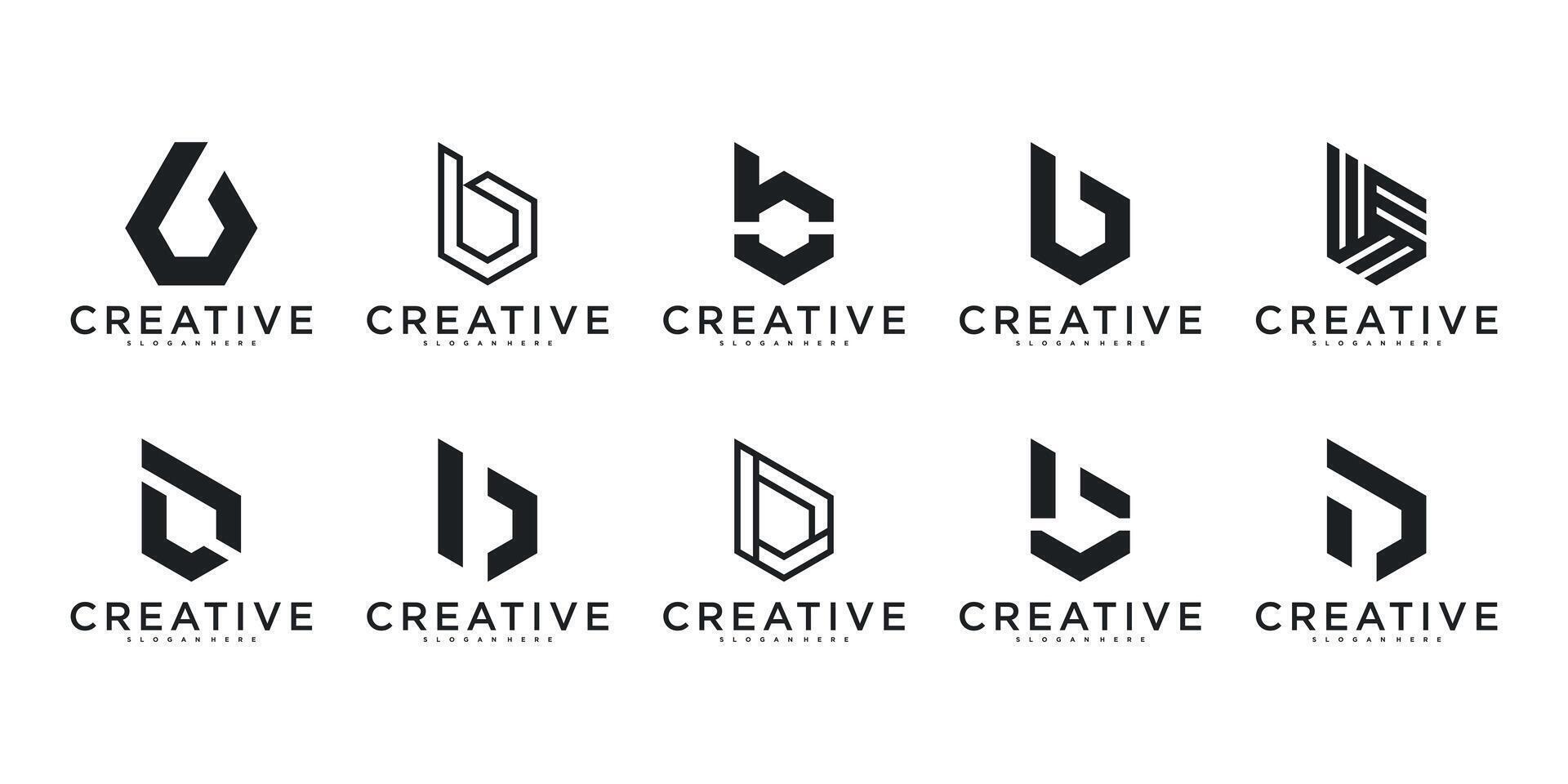 Set of abstract initial letter B logo design. Premium vector