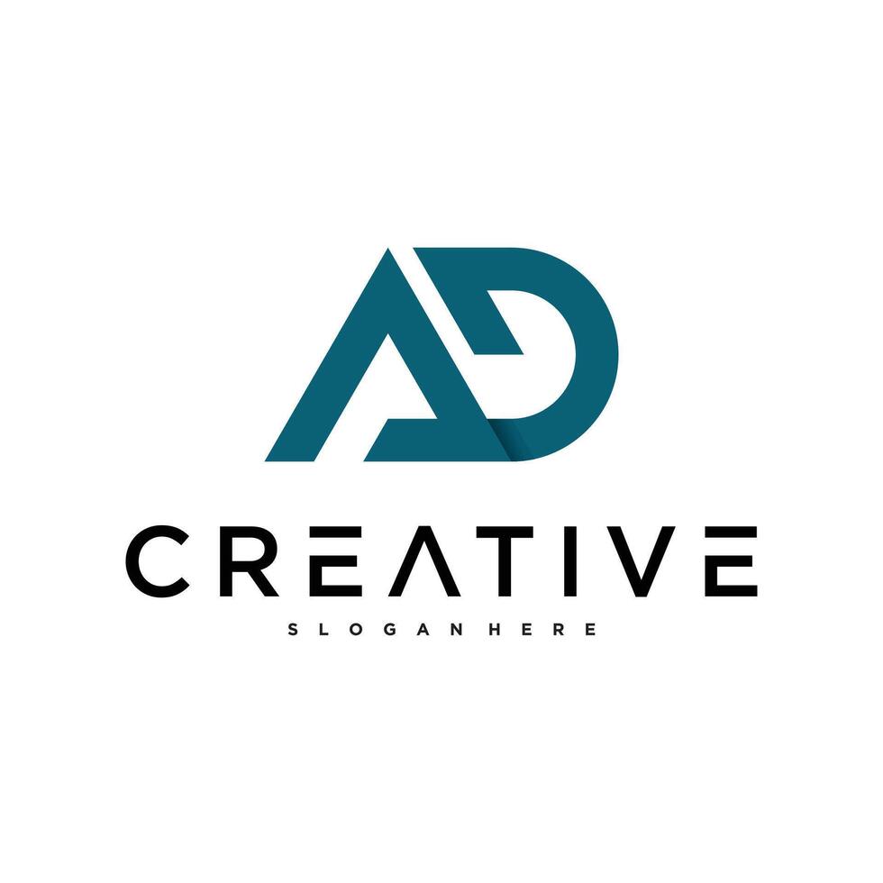 AD letter logo design with modern style. Preamium vector