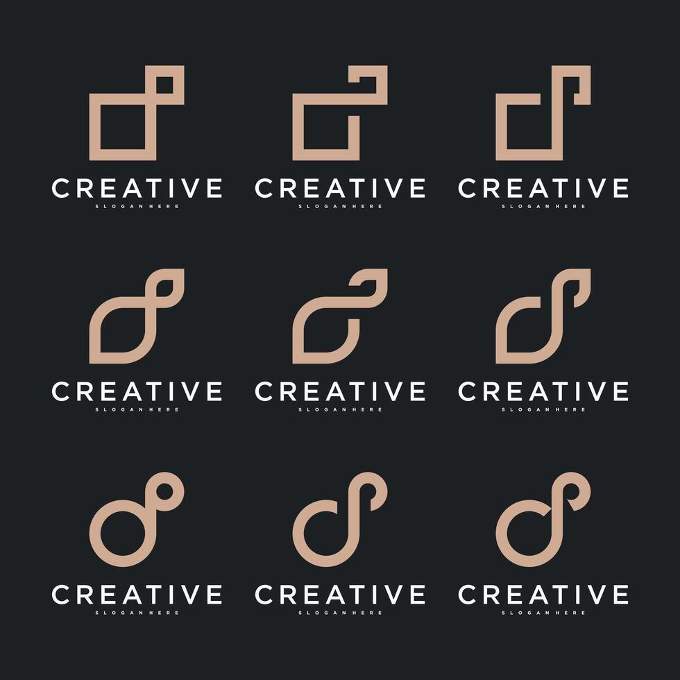 Set of abstract initial letter D logo design. Premium vector