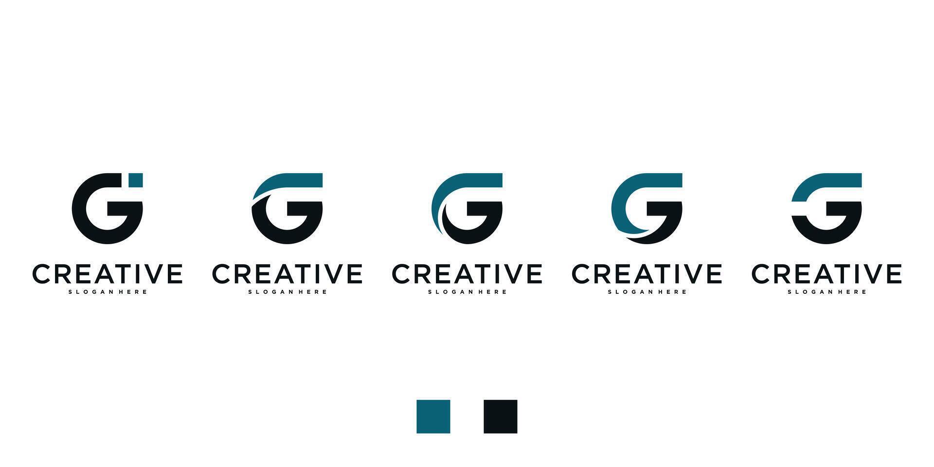 Set of abstract initial letter G logo design. Premium vector