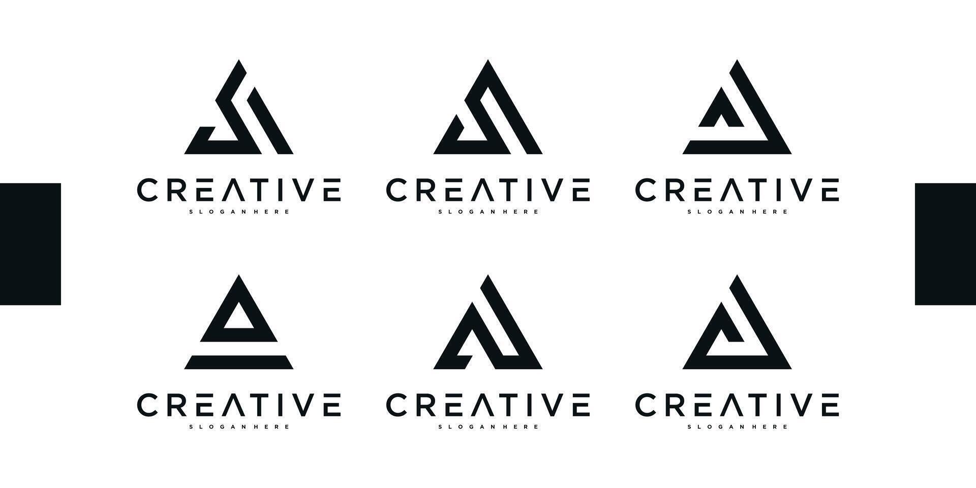 Set of abstract initial letter A logo design. Premium vector