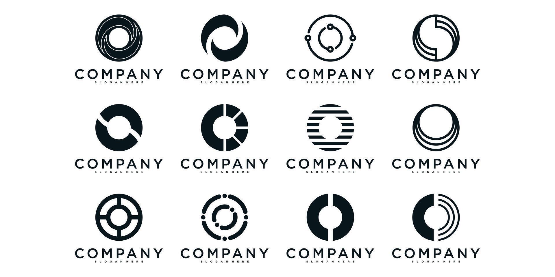 Set of abstract initial letter O logo design. Premium vector
