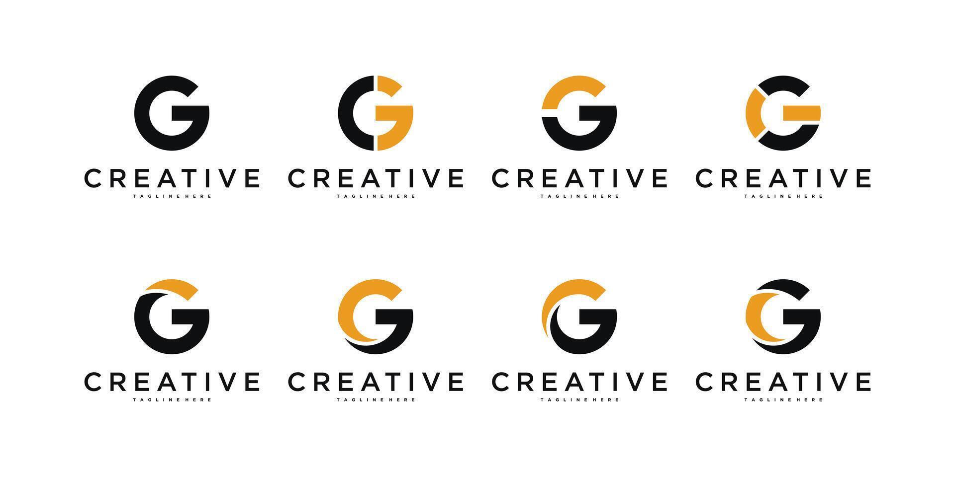 Set of abstract initial letter G logo design. Premium vector