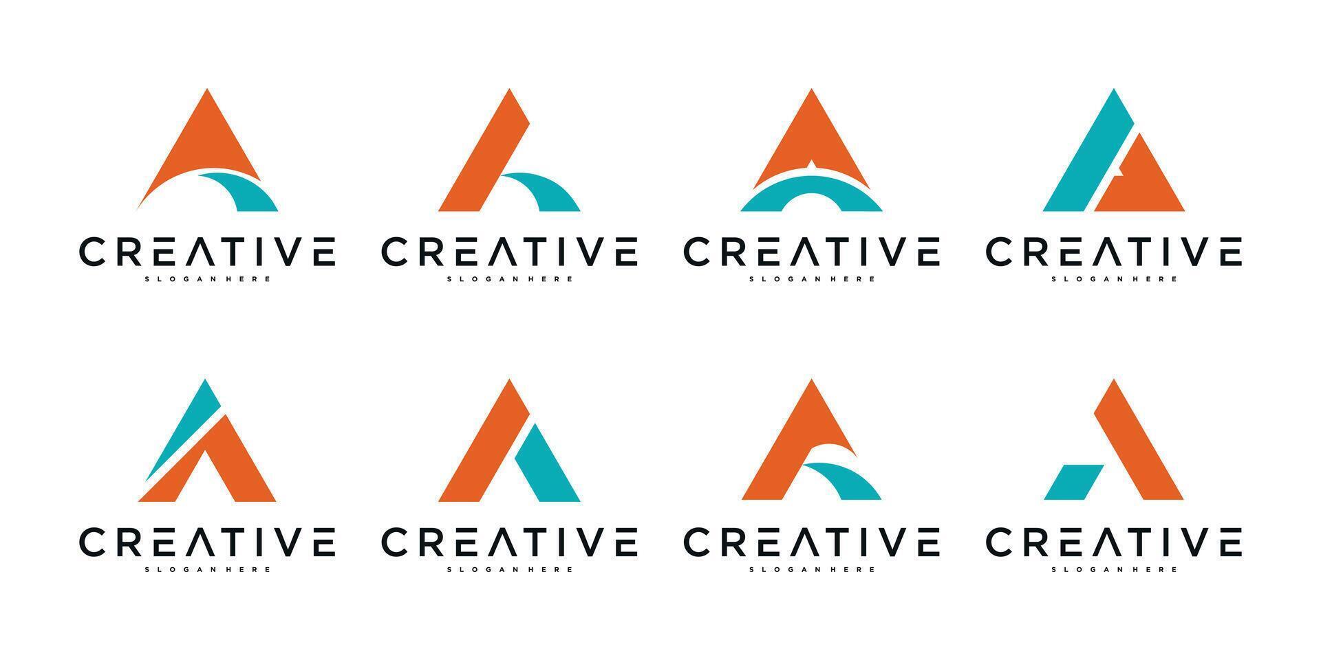 Set of abstract initial letter A logo design. Premium vector