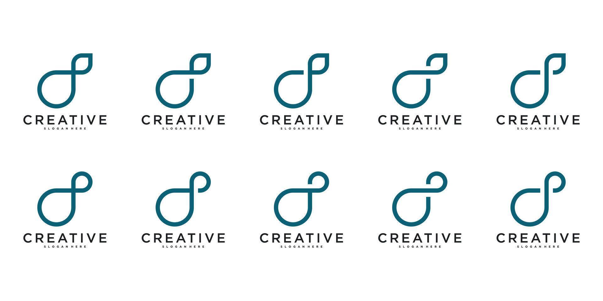 Set of abstract initial letter D logo design. Premium vector