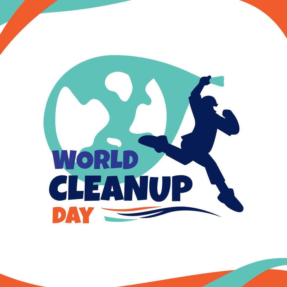 world cleanup day. hand that carries garbage. paper art. green. creative design. vector