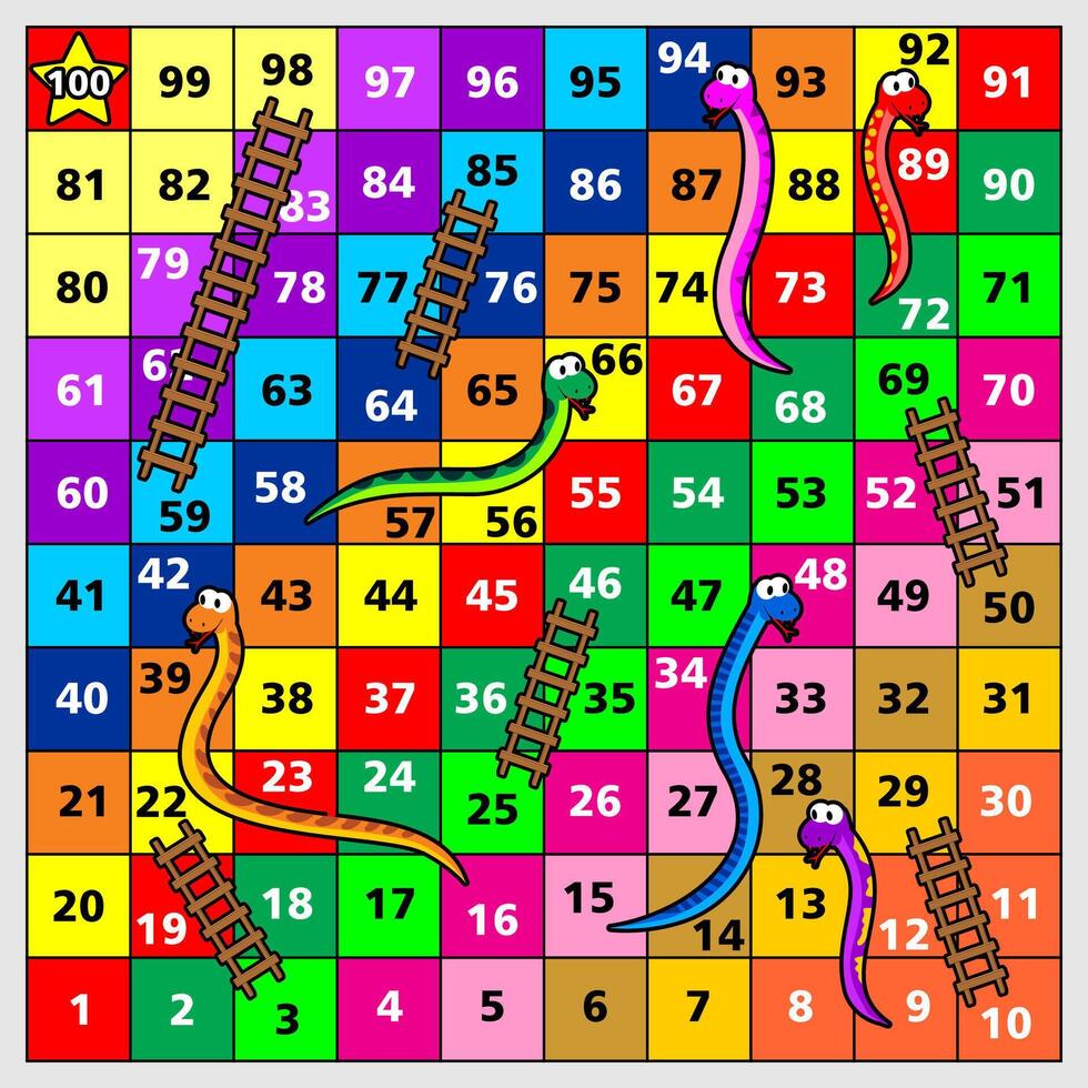 board game template with snakes and ladders vector