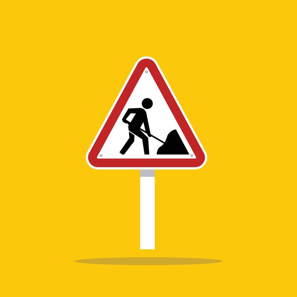 road sign icon. illustration of a road sign to warn about excavation or public works. suitable for poster use and web icon vector