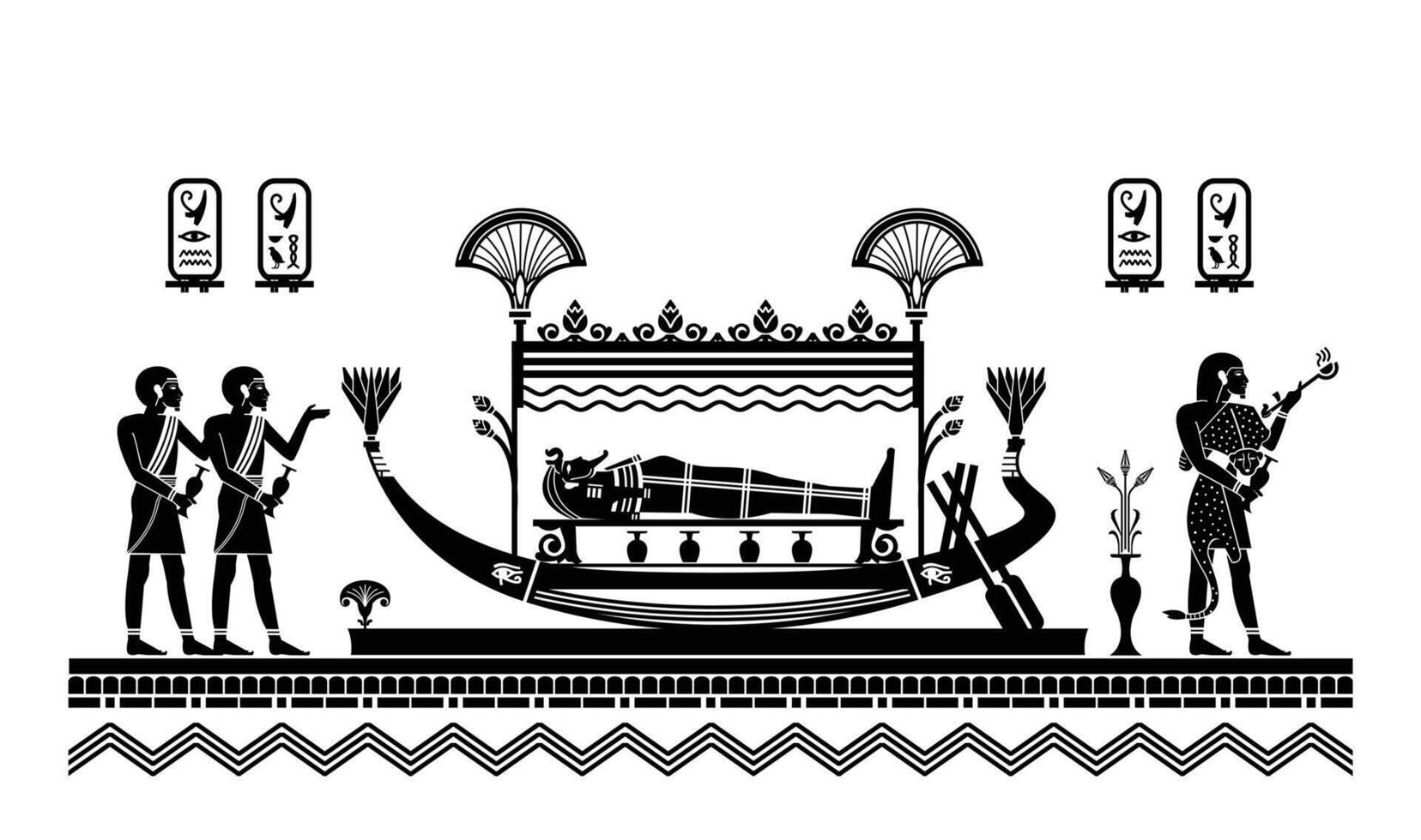 Papyrus with elements of ancient Egyptian history, burial ceremonies and honoring Egyptian kings vector