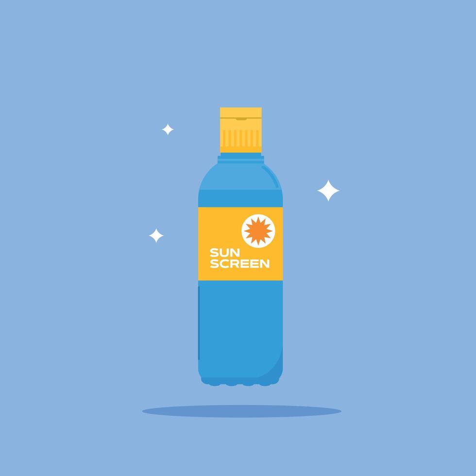 sunscreen bottle icon. Flat illustration of body cream icon. suitable for poster and web design use vector