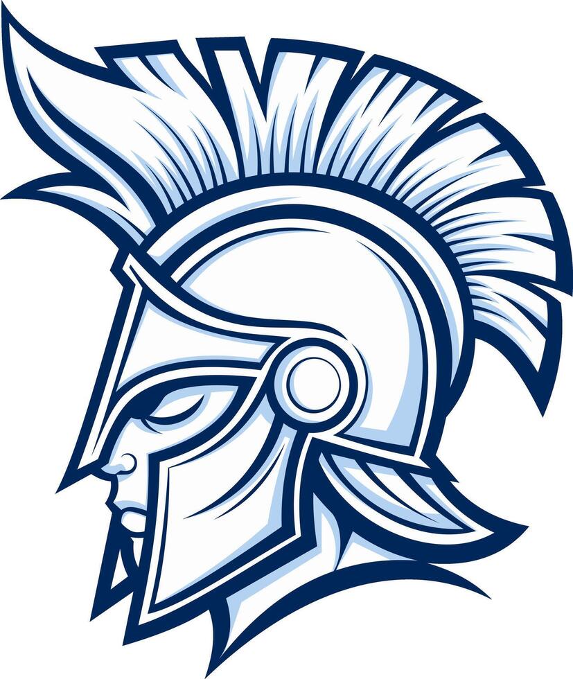 Fierce Spartan warrior helmet, detailed illustration vector