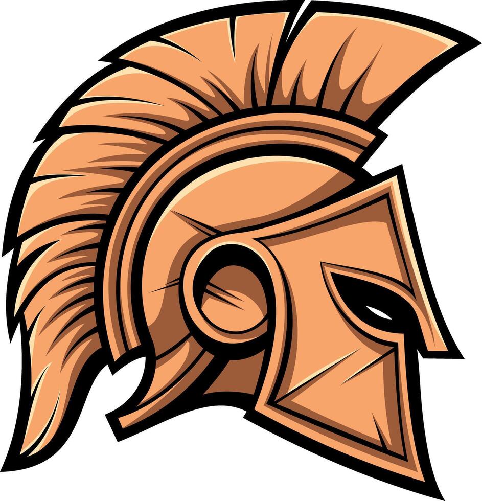 Greek helmet - Dark bronze Spartan helmet, detailed illustration vector