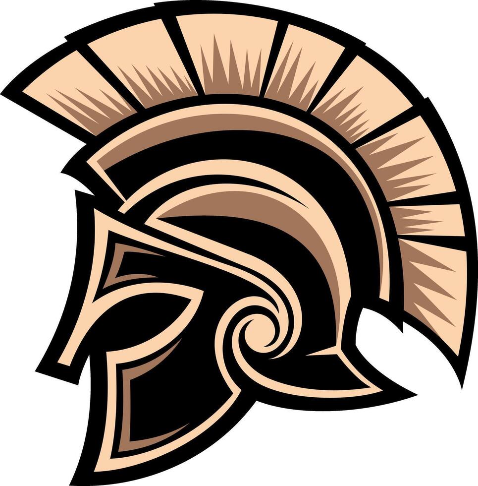 Greek helmet - Intricate Spartan helmet with dark bronze finish, art vector