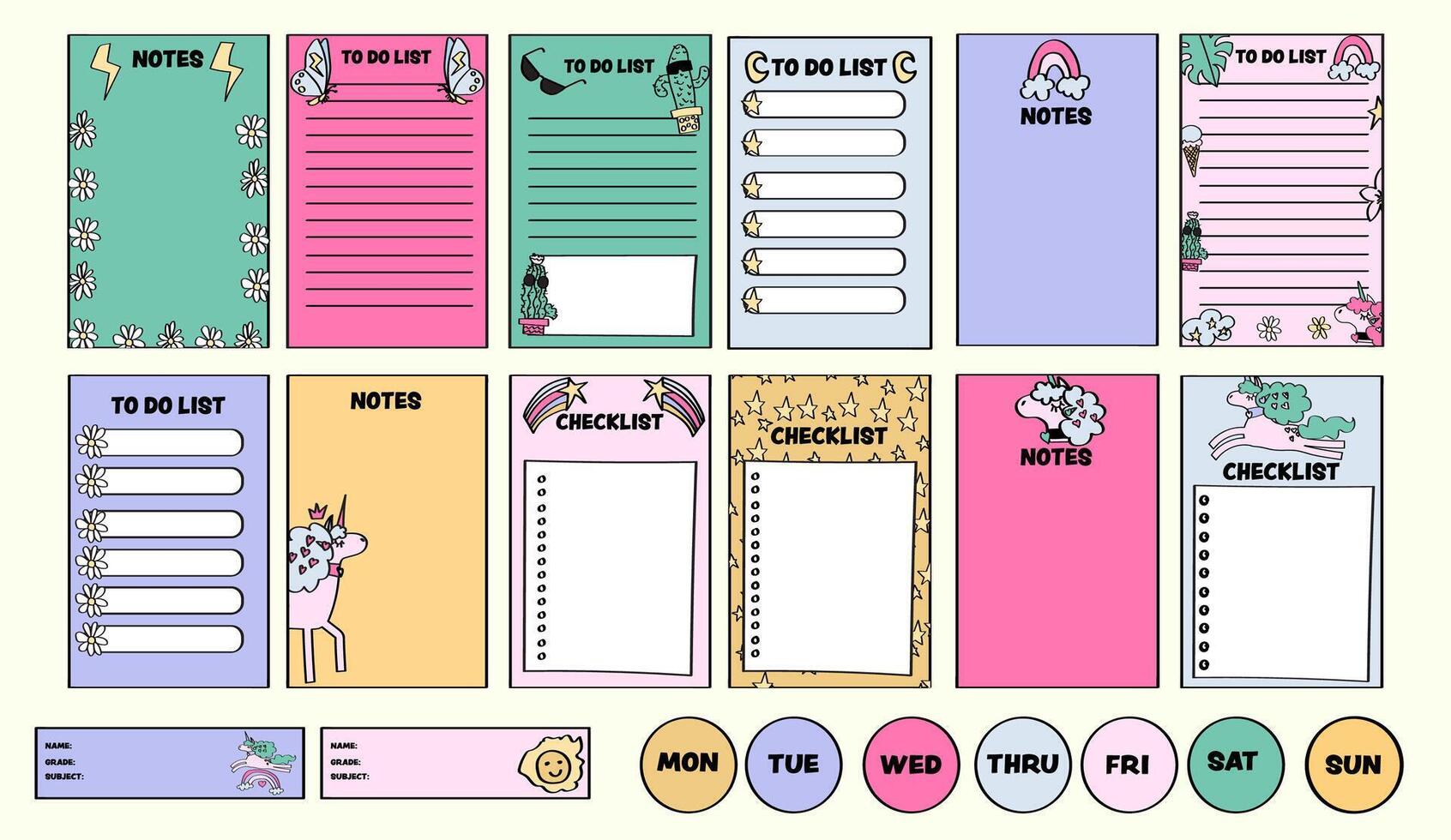 collection of to-do lists, checklists and planner templates. vector