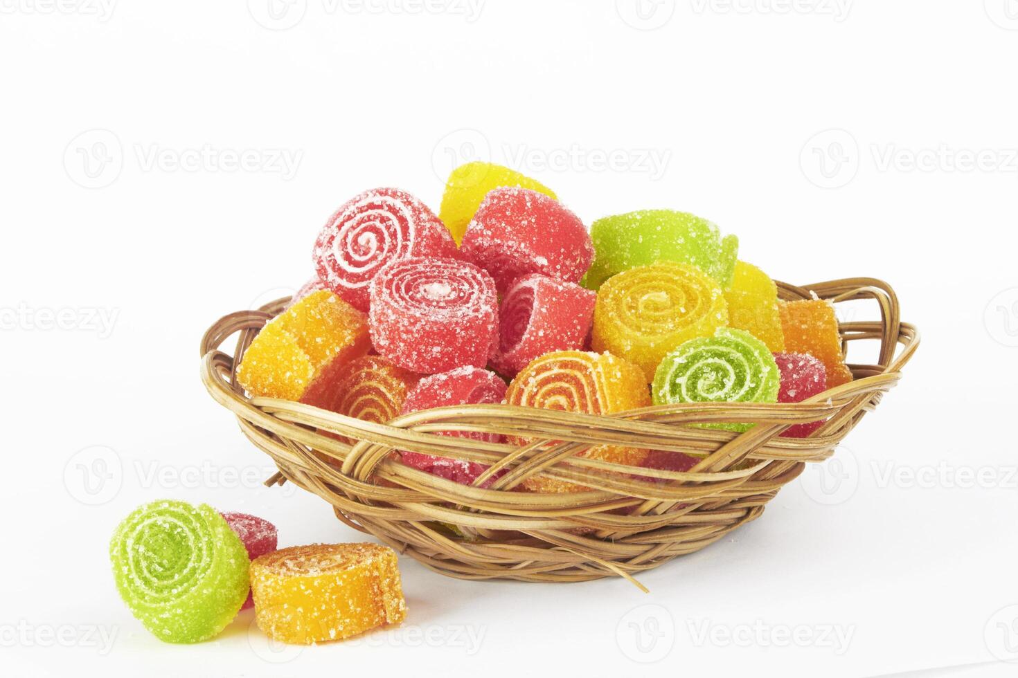Colorful candy on white photo