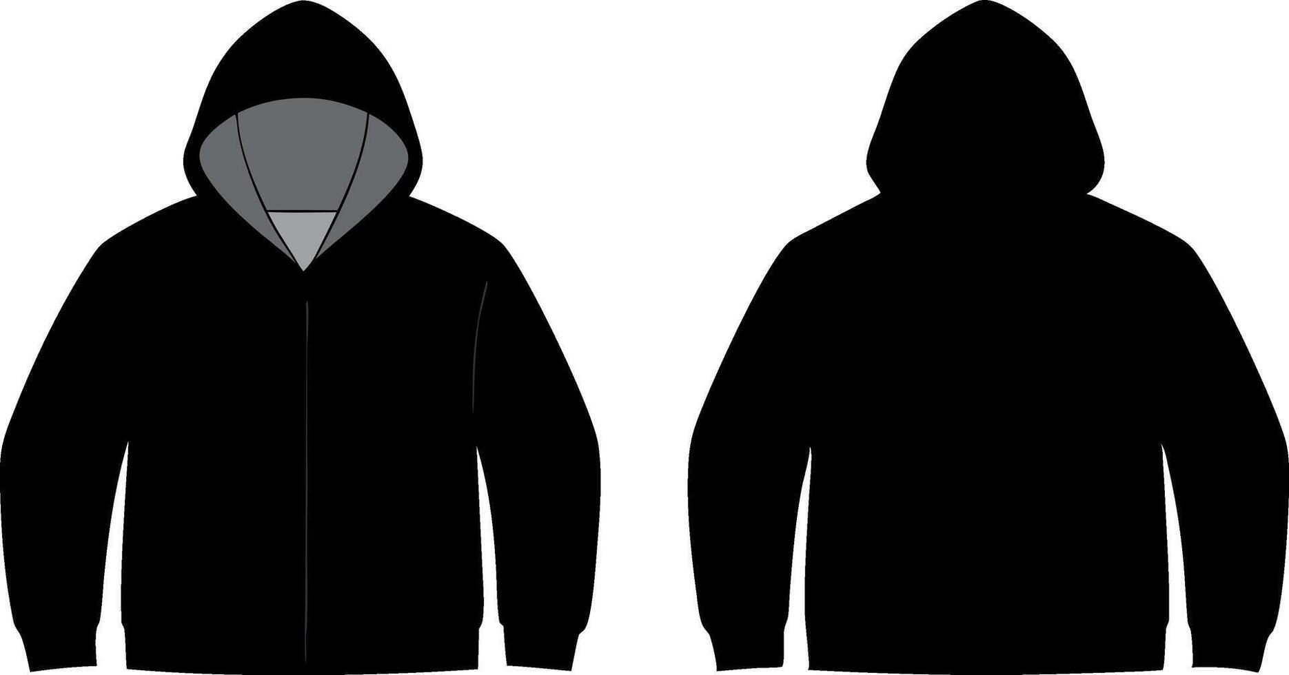 front and back part black Hooded sweater vector