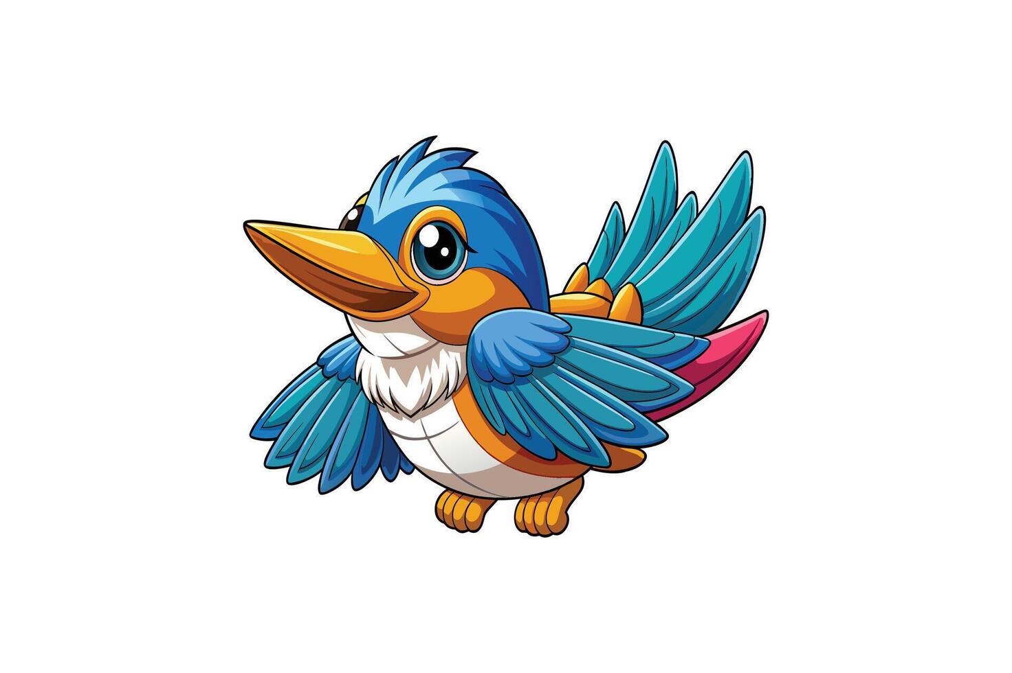 A Cute Kingfisher in white Background vector