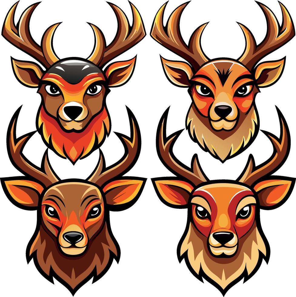 Deer mascot head icon sillhouette vector