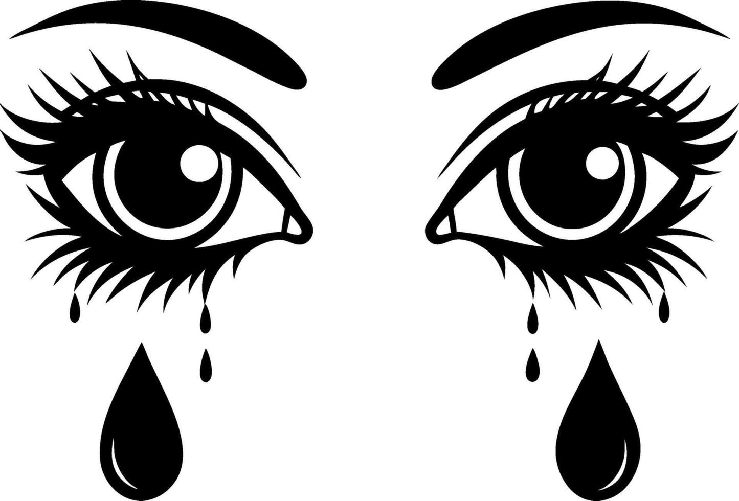 Eyes with Tears Silhouette vector