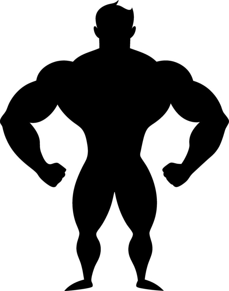 Muscular bodybuilder set silhouette black color vector