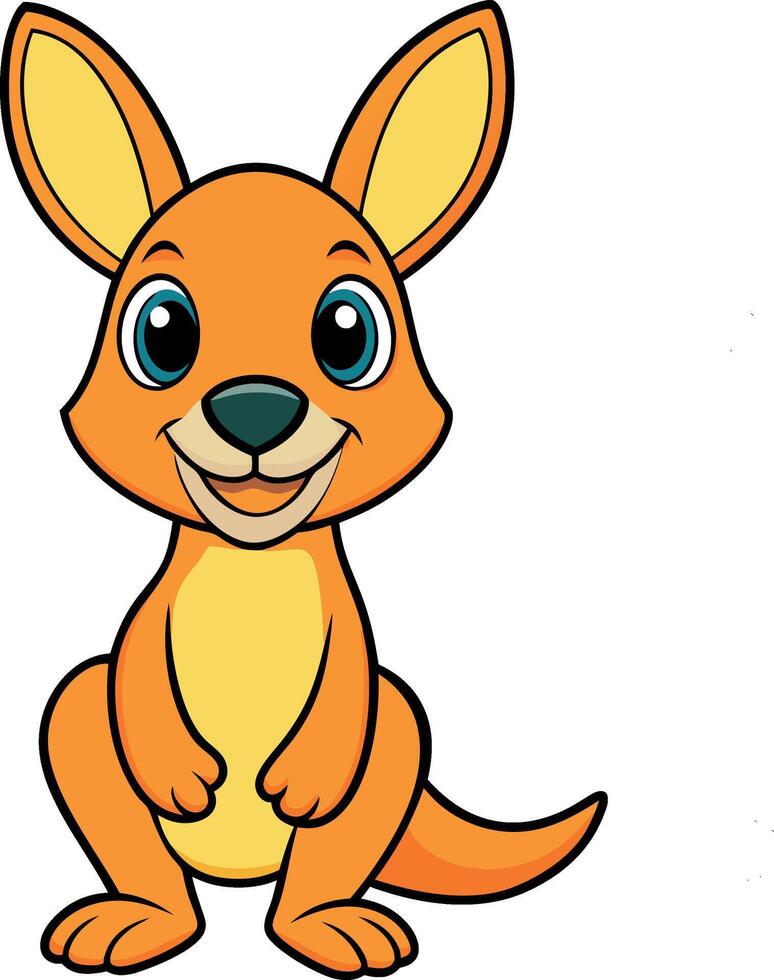 Cute kangaroo cartoon color illustration design vector